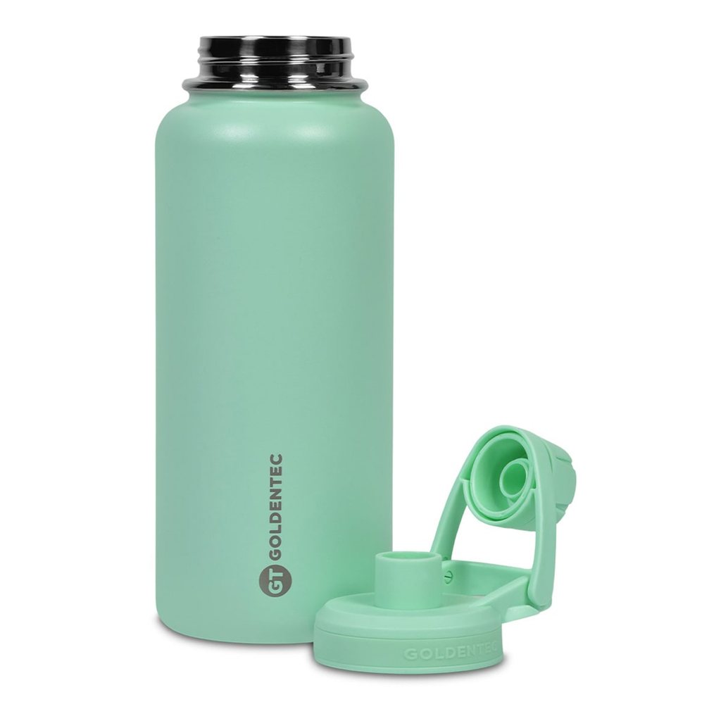 Garrafa Térmica Goldentec Inox 1000 ml com tampa com bico e base emborrachada - Verde Claro