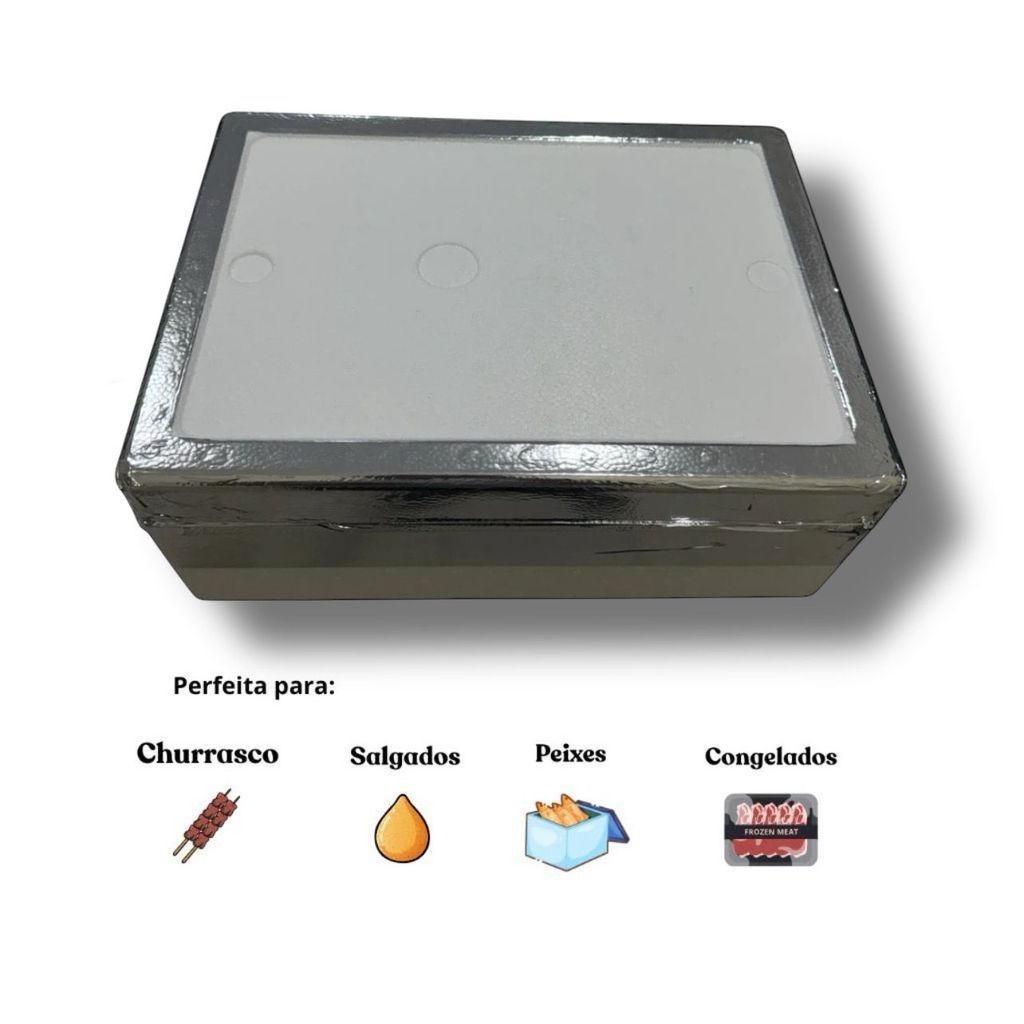 Caixa de isopor laminada térmica de 8L para churrasco, salgados, peixes, doces, praia final de ano