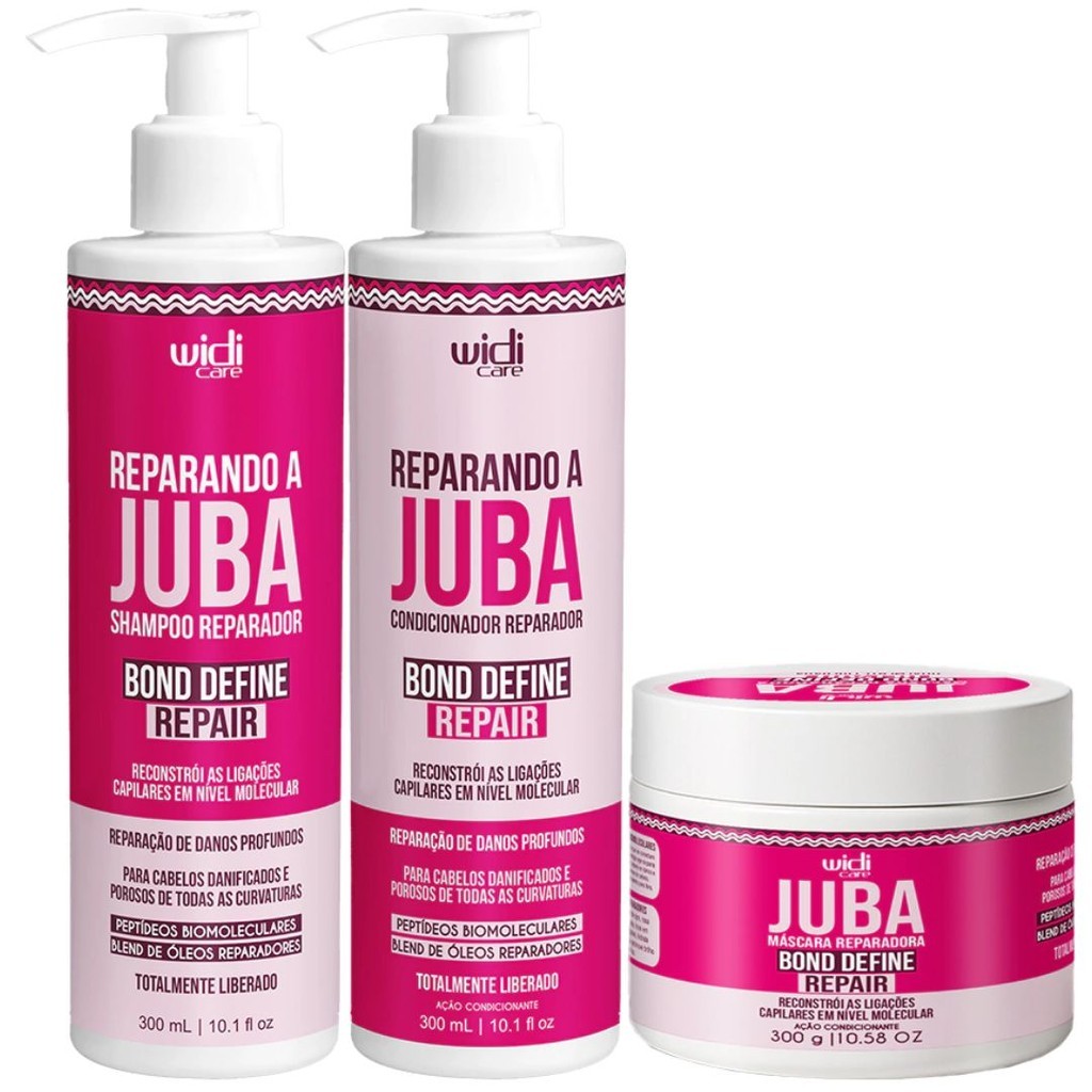 Kit Widi Care Juba Bond Define Repair Shampoo + Máscara + Condicionador 300g Reconstrução Capilar