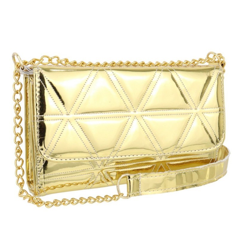 Bolsa Pequena Feminina Dourada Glamour Matelassê Estilo Luxo para Festa Balada Evento 2026