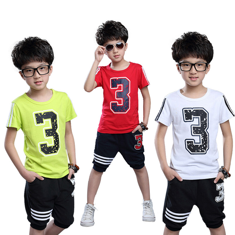 Roupas infantis Roupas infantis de verão 2026 Terno esportivo infantil de manga curta de duas peças Roupas infantis de v