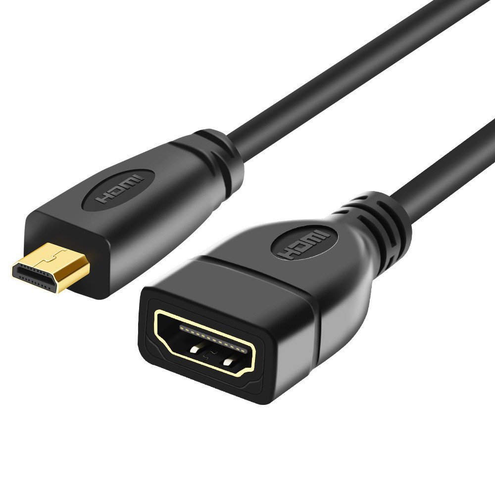 Cabo de conexão de alta definição Micro para HDMI fêmea, cabo adaptador Micro para HDMI para espelhamento de tela de câm