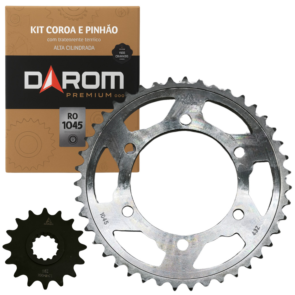 Kit transmissão coroa e pinhão Yamaha MT-07 2014/2024 Darom Premium Aço 1045 43D X 16D