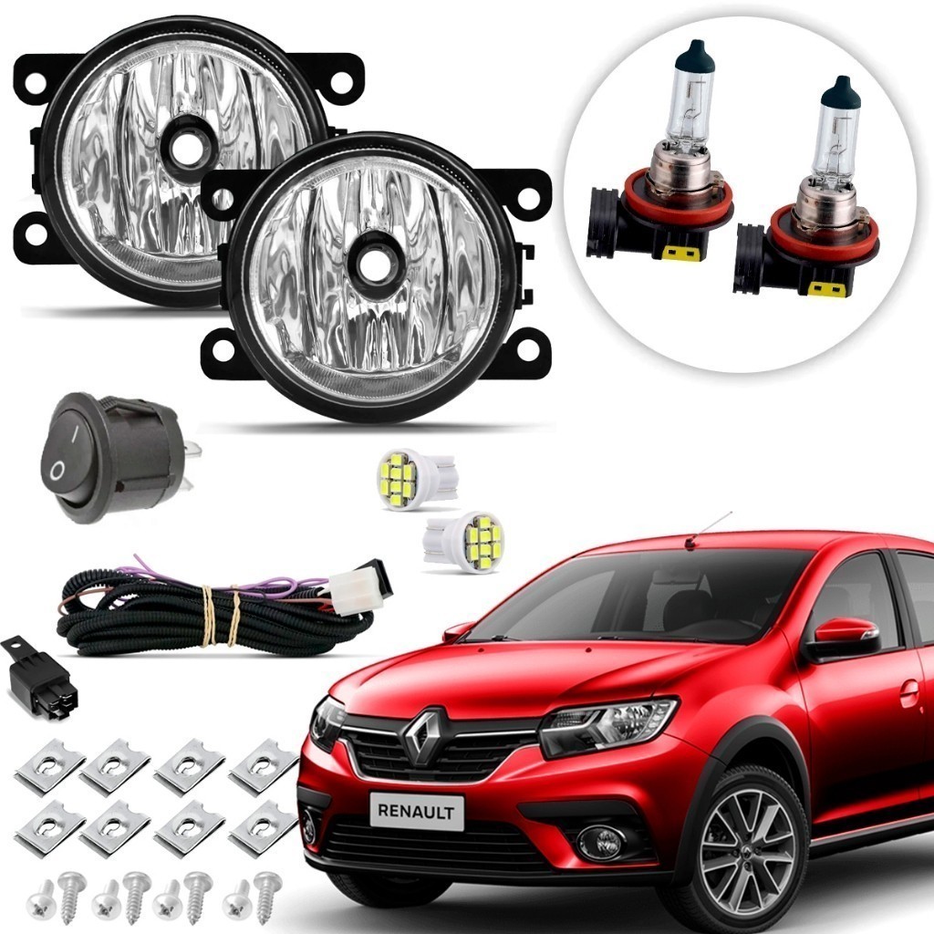 Kit farol de Milha Neblina Auxiliar Renault Logan 2020 2021 2022 2023