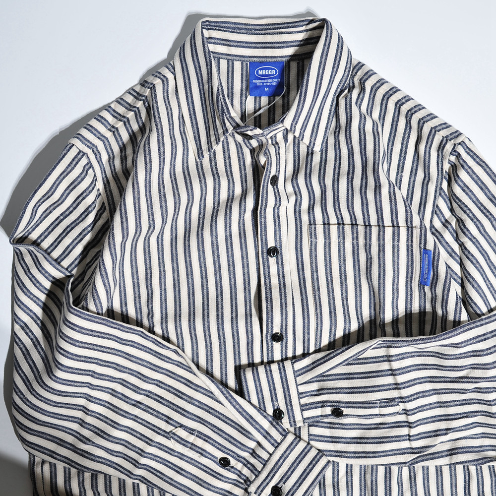 Máquina de tricô antiga pesada vintage textura japonesa retrô listras verticais ferramentas camisa de manga comprida cam