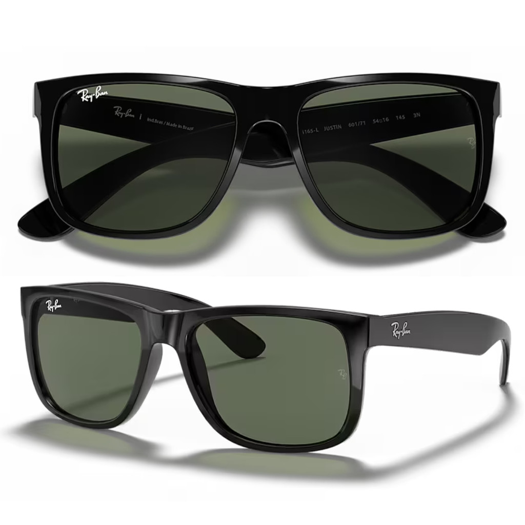 Óculos De Sol Ray Ban Justin Classic Preto Bilhante RB4165L Tamanho 55