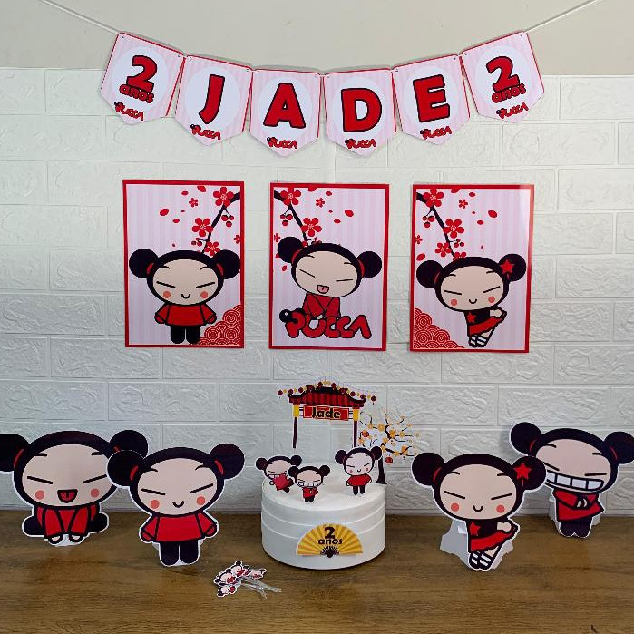 Kit Festa Pucca, Decoração de Aniversário ou Mesversário,Personalizado nome e idade Decoração Infantil