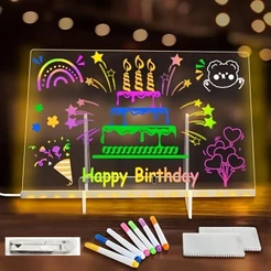 Luminária LED Escrever Abajur 3D Acrilico 20x20 Quadro De Nota Tela pra Escrever Decoração Quarto