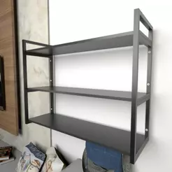Prateleira industrial com três níveis cor preto 68x30x90