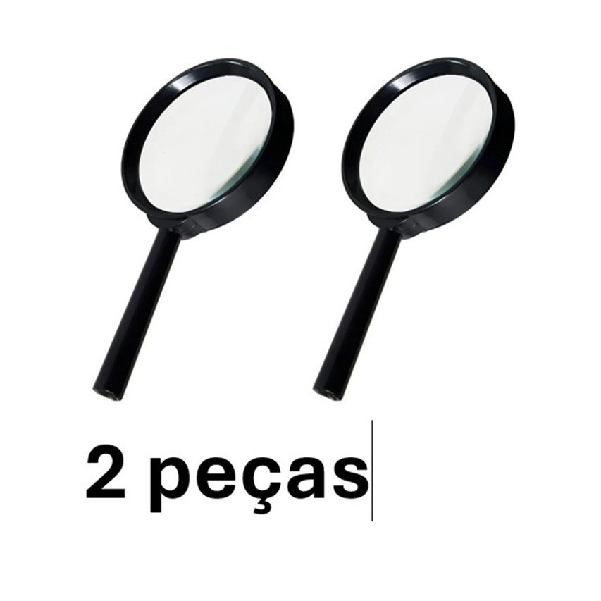 Kit 2 Lupas De Mão Lente Aumento Manual 60mm Vidro Óptico