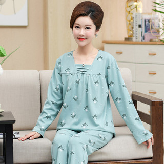 Pijamas da mãe feminino primavera outono puro algodão manga comprida pulôver feminino de meia-idade algodão feminino de 
