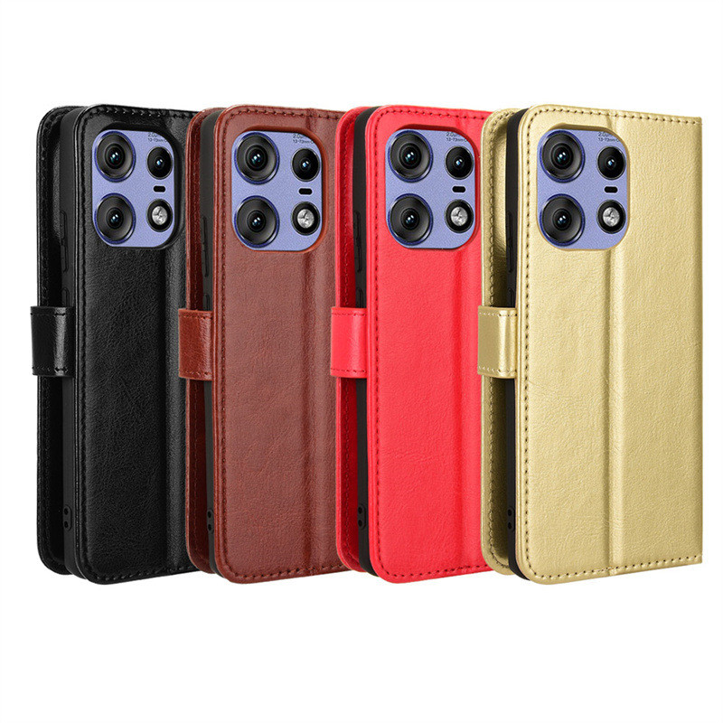 Adequado para motorola Edge 50 Pro caso de telefone Flip cartão Crazy Horse padr
