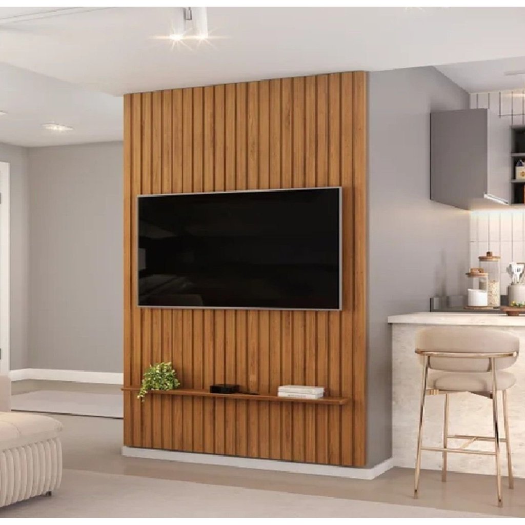 Painel para TV até 60 Polegadas Ripado 240x143,7cm Trento Freijó em Oferta na Shopee