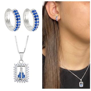 Kit Presente Nossa Senhora Aparecida brinco prata925 banhado em Oferta na Shopee
