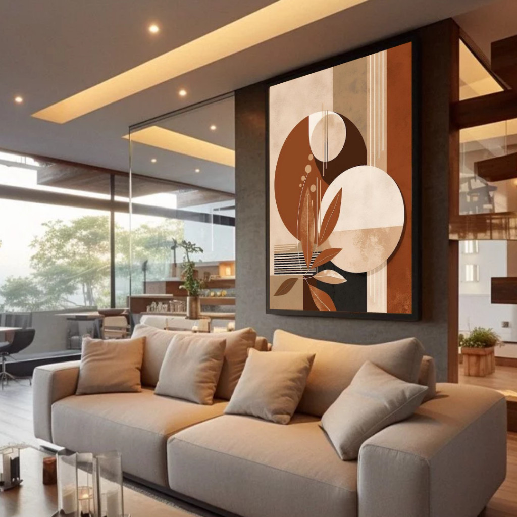 Quadro Decorativo 80x110cm Mármore Marrom Abstrato Decoração de Parede Hall Luxo Sala Quarto MDF