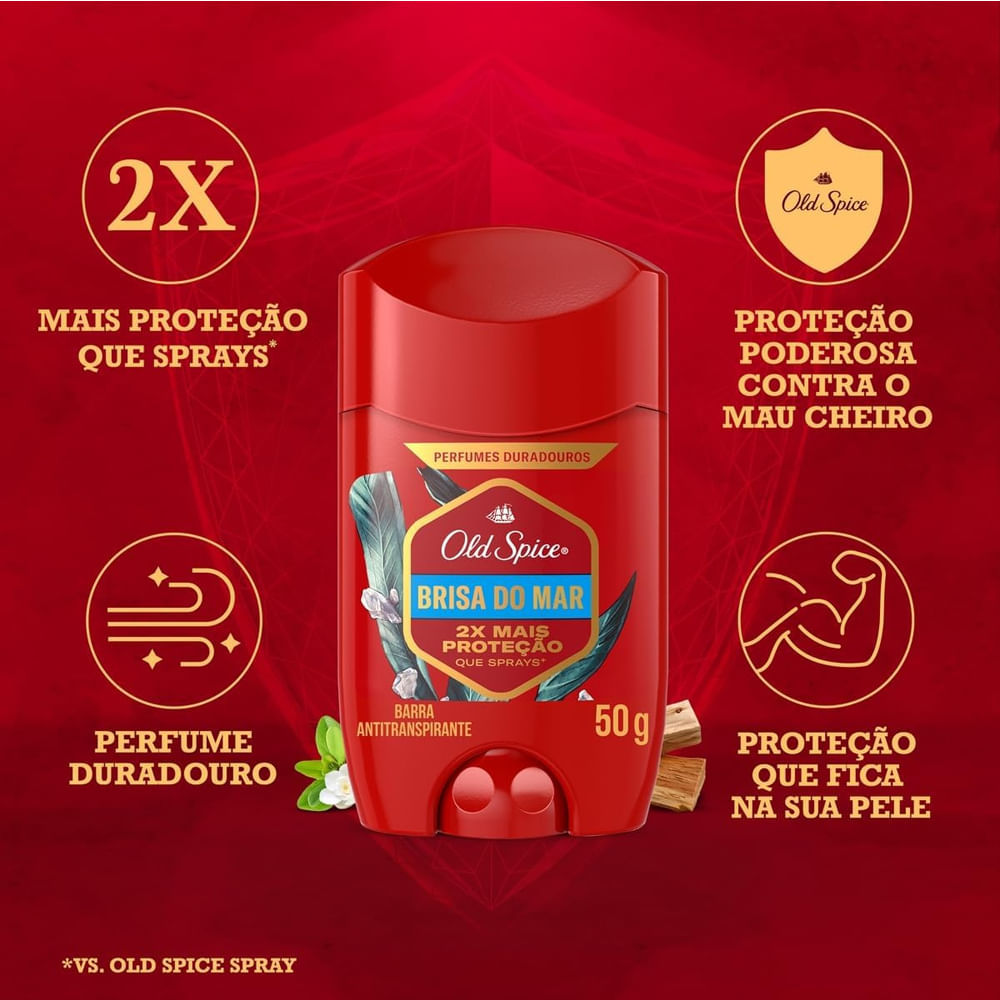 Detalhes do Kit Desodorante Stick Old Spice Brisa Do Mar 50g - 4 Unidades