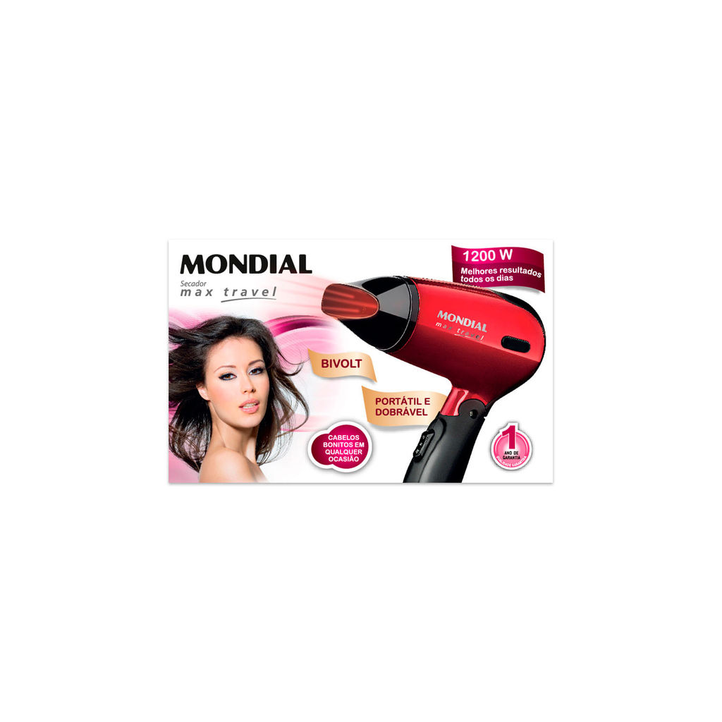 Detalhes do Secador de Cabelo Mondial Max Travel SC10 Vermelho - 1200W