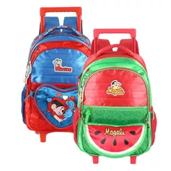 Mochila Infantil Com Carrinho Turma Da Mônica Escolar Rodinhas