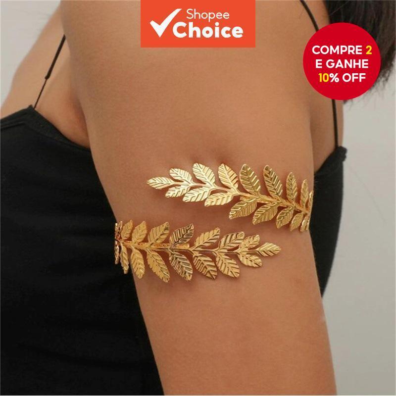 Pulseira De Punho De Folha Para Mulheres Design Aberto Romano Estilo Europeu Americano Natal
