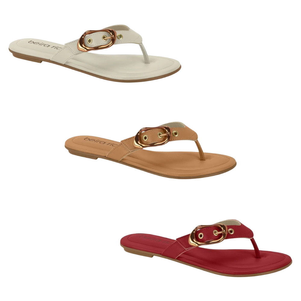 Sandalia Feminina Rasteira Dedo Fivela Beira Rio Original