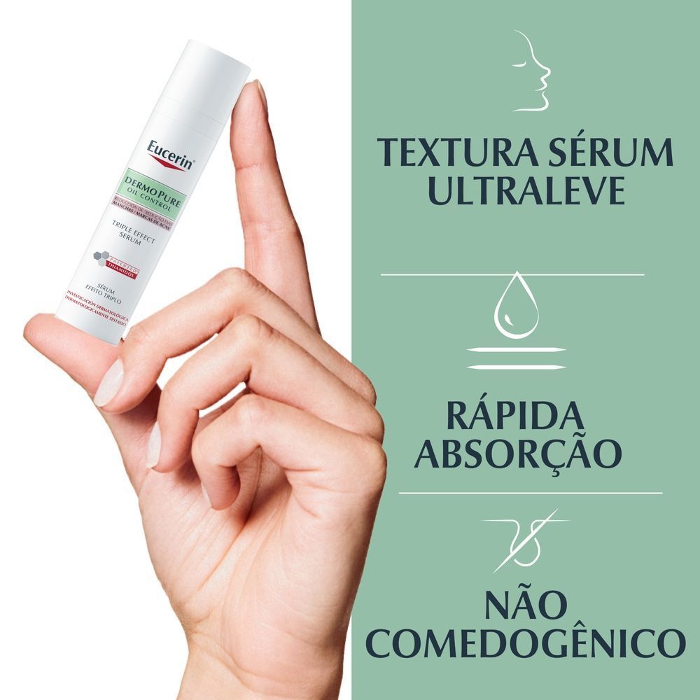 Detalhes do Eucerin Sérum Facial Antiacne Dermo Pure Efeito Triplo 40ml