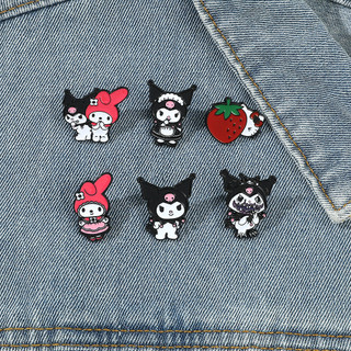 Broche de Metal Kuromi My Melody, Acessório de Anime, Distintivo, Acessórios para Bolsa, Pin, Fivela de Roupas