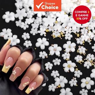 1000pcs Mini 3D 5-Pétalas Encantos de Unhas Flor Resina Branco Rosa Colorido Pequeno em Oferta na Shopee
