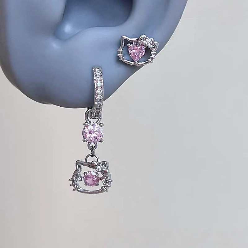 Brilhante Rosa Zircão Bowknot KT Gato Brincos Para Mulheres Meninas Requintado Orelha Fivela Jóias Presentes em Oferta na Shopee