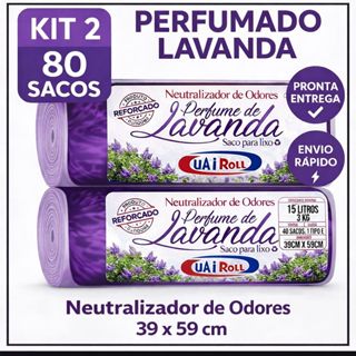 Saco De Lixo Kit 80 Unidades 15 Litros Tira Odor Perfumado Com Cheiro de Lavanda Econômico em Oferta na Shopee