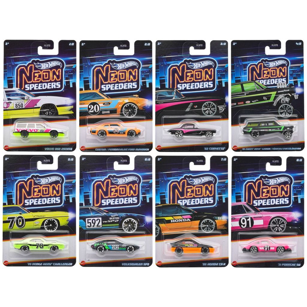 Coleção Completa com 8 Miniaturas Série Neon Speeders Mix F HLH72 - 1/64 - Hot Wheels em Oferta na Shopee