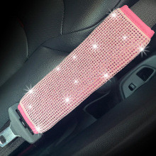 Capa de Cinto de Segurança de Carro com Strass Brilhante de Cristal da Deusa com Strass Inlaid | Almofadas de Ombro Femi