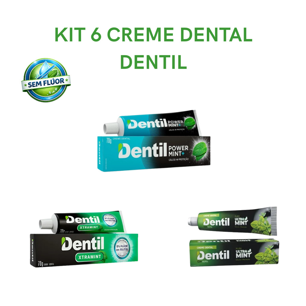 Kit 6 Cremes Dentais Sem Flúor Power Mint Ultra ou XtraMint em Oferta na Shopee