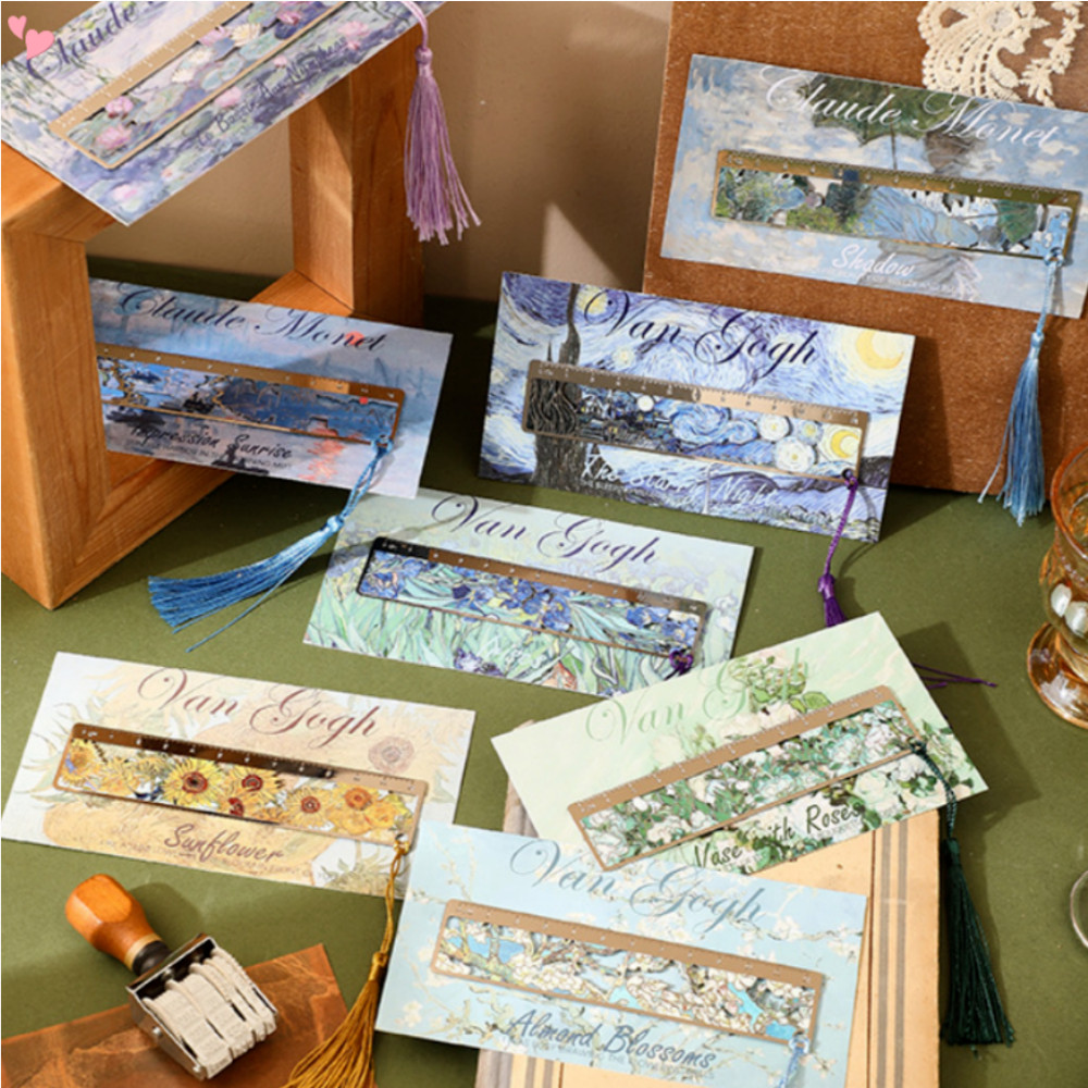 Marcadores De Metal Com Borla , Marcador Oco Dourado , Pintura A Óleo , Marca De Livro Temático Para Amantes De Livros , em Oferta na Shopee