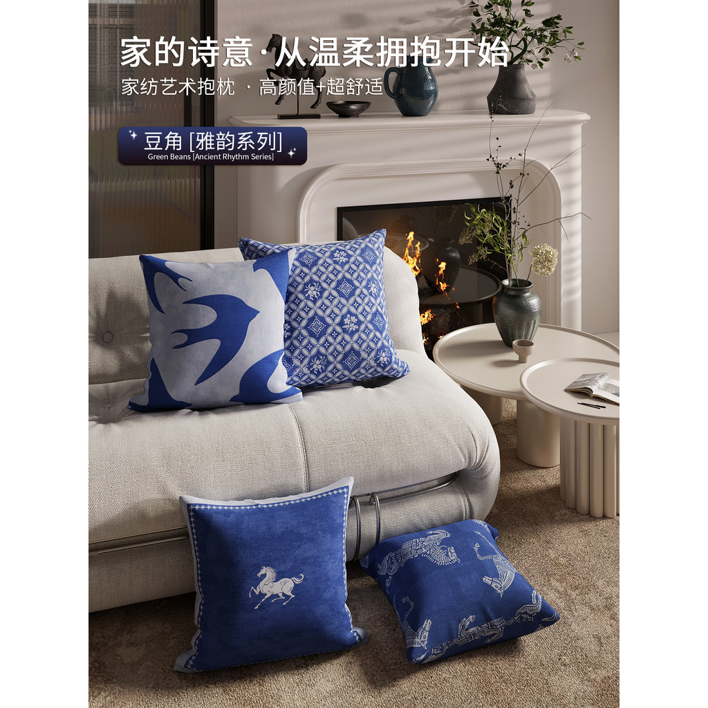 High-End cavalo Medieval estilo antigo sofá travesseiro sala de estar francês Retro azul fronha combinação cama nova alm