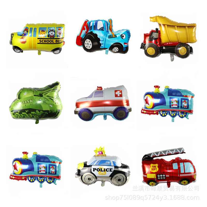 Balões Alumínio Transportes Viatura Ambulância Ônibus Escolar Trem Trator Tanque Brinquedo Decoração Festa Aniversário