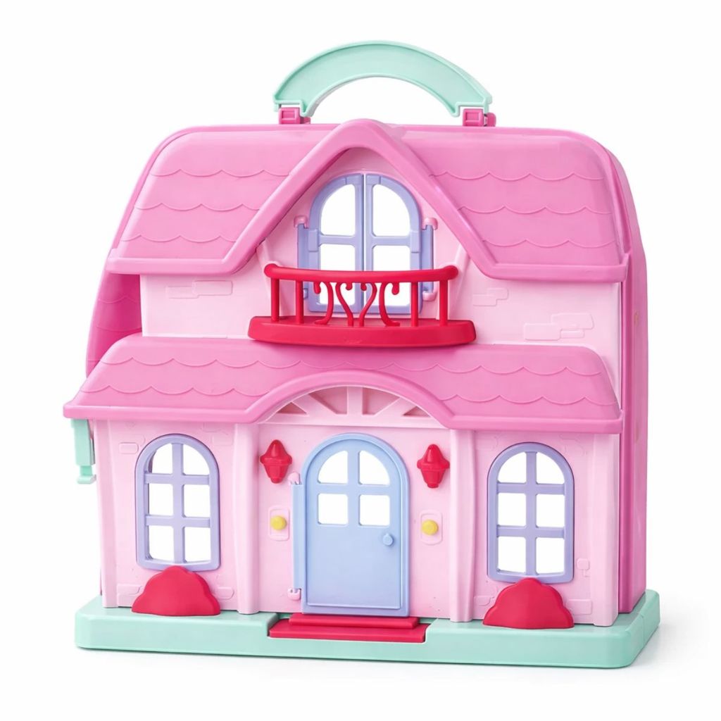 Casa Boneca Maleta Infantil Portátil Luz Som Móveis Acessórios Rosa Casinha Brinquedo