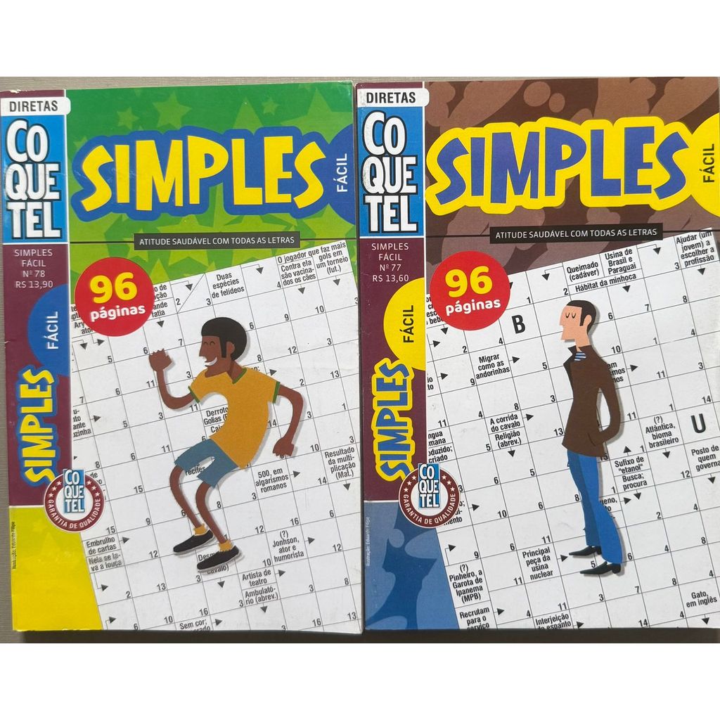 Kit 02 Palavras Cruzadas Coquetel - Nível simples fácil-96 pág