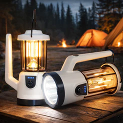 Lanterna para Acampamento Recarregável Tipo C LED Longo Alcance Gancho Metal Bateria ON-LT023