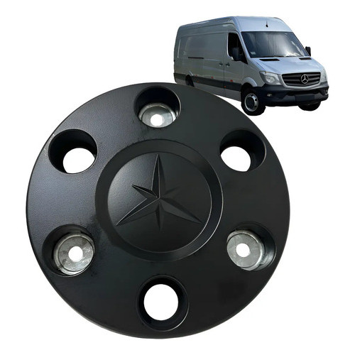 Calota De Roda Mercedes Benz Sprinter 515 Centro Preta 1 Uni Preto