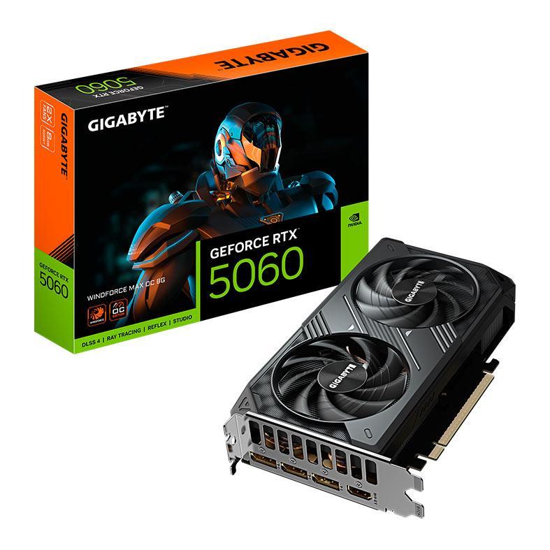 Placa de Video Gigabyte GeForce RTX 5060 Windforce MAX OC, 8GB GDDR7, 128-bit, GV-N5060WF2MAX-OC-8GD