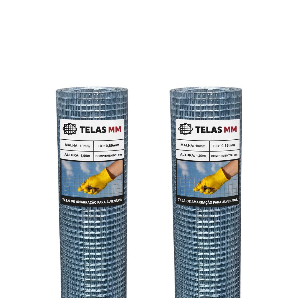 Tela Soldada 10mm Portões Pets Jardim 5m X 1,00m 2 Rolos