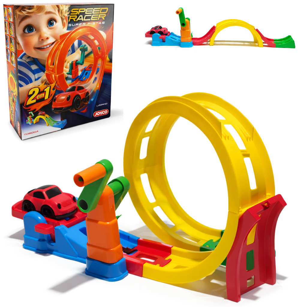 Brinquedo Pista de Carrinho Infantil 2 em 1 Looping ou Tobogã Speed Racer