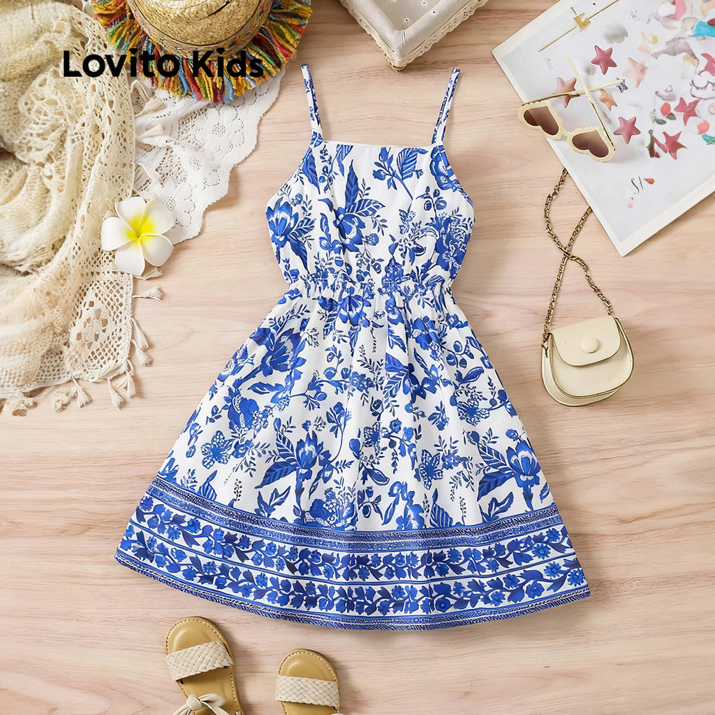 Lovito Férias Vestido com Amarração Nas Costas para Primavera/verão Azul e Branco para Mulheres L143ED165 · foto 2