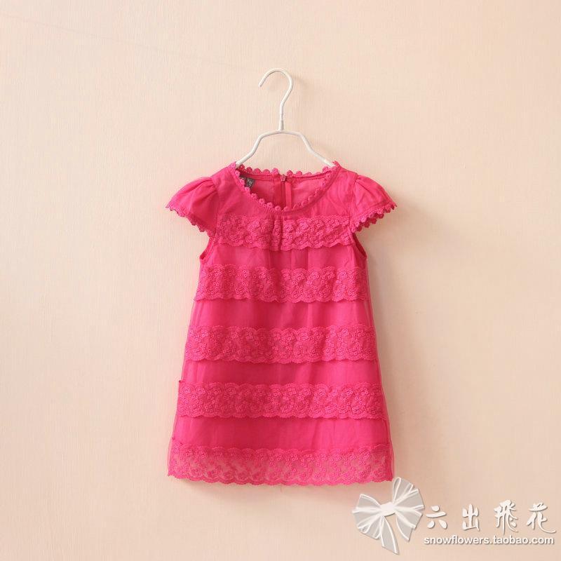 Estilo verão meninas forro de algodão duas cores ~ renda vestido listrado largo vestido de princesa