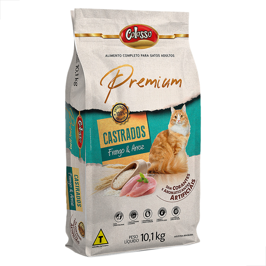 Ração Gato Castrado Racao Colosso Premium Frango Arroz 10kg