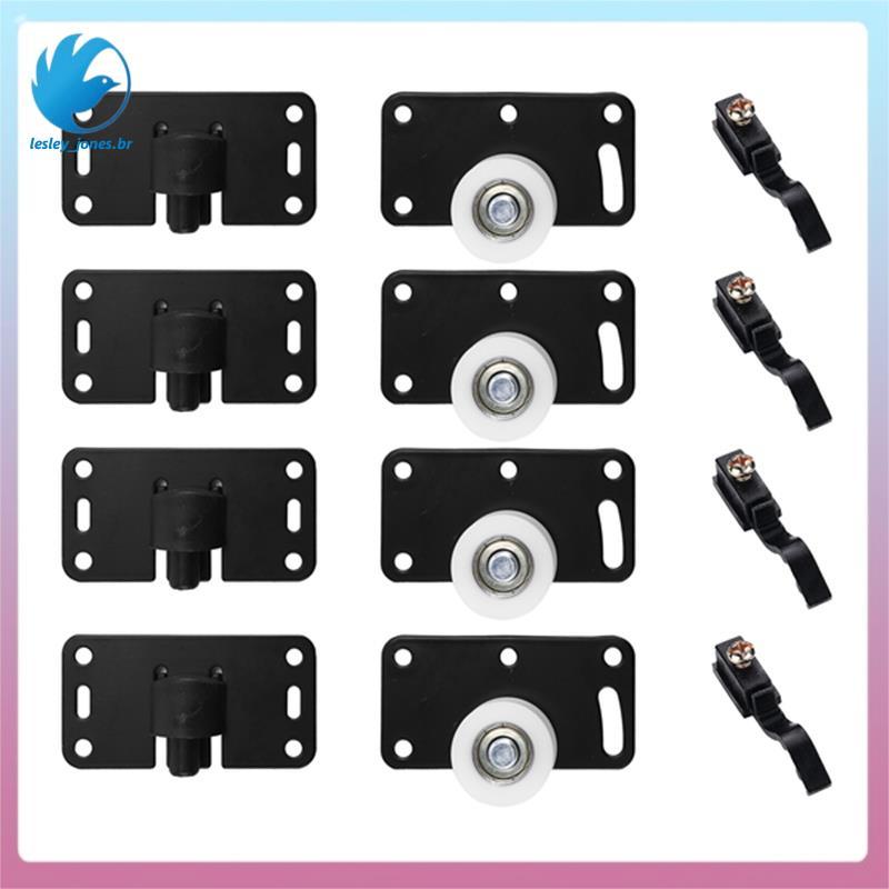 [lesley_jones.br] 4 Pçs/Set Ferro Guarda-Roupa Porta Roda Armário Deslizante Rolo Conjunto Gaveta Polia 3.3X1.8X0.1inch