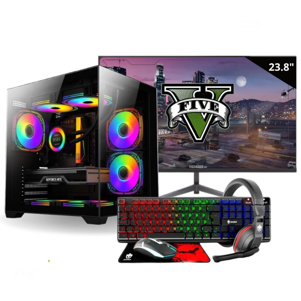 PC Gamer Preto Completo Intel  i7  Placa de vídeo 4GB Ram 16GB SSD 480GB Monitor 23 Polegadas Wi-fi