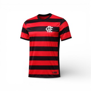 Camisa Flamengo Masculina Rubro Negro Com Escudo Em Tpu