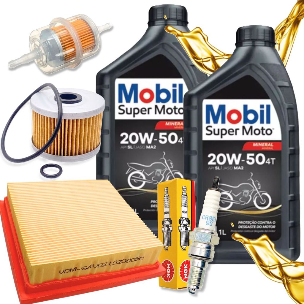 Kit Revisão Para Xr Tornado 250 Troca Óleo Mobil 20w50 Filtros e Vela Ngk em Oferta na Shopee