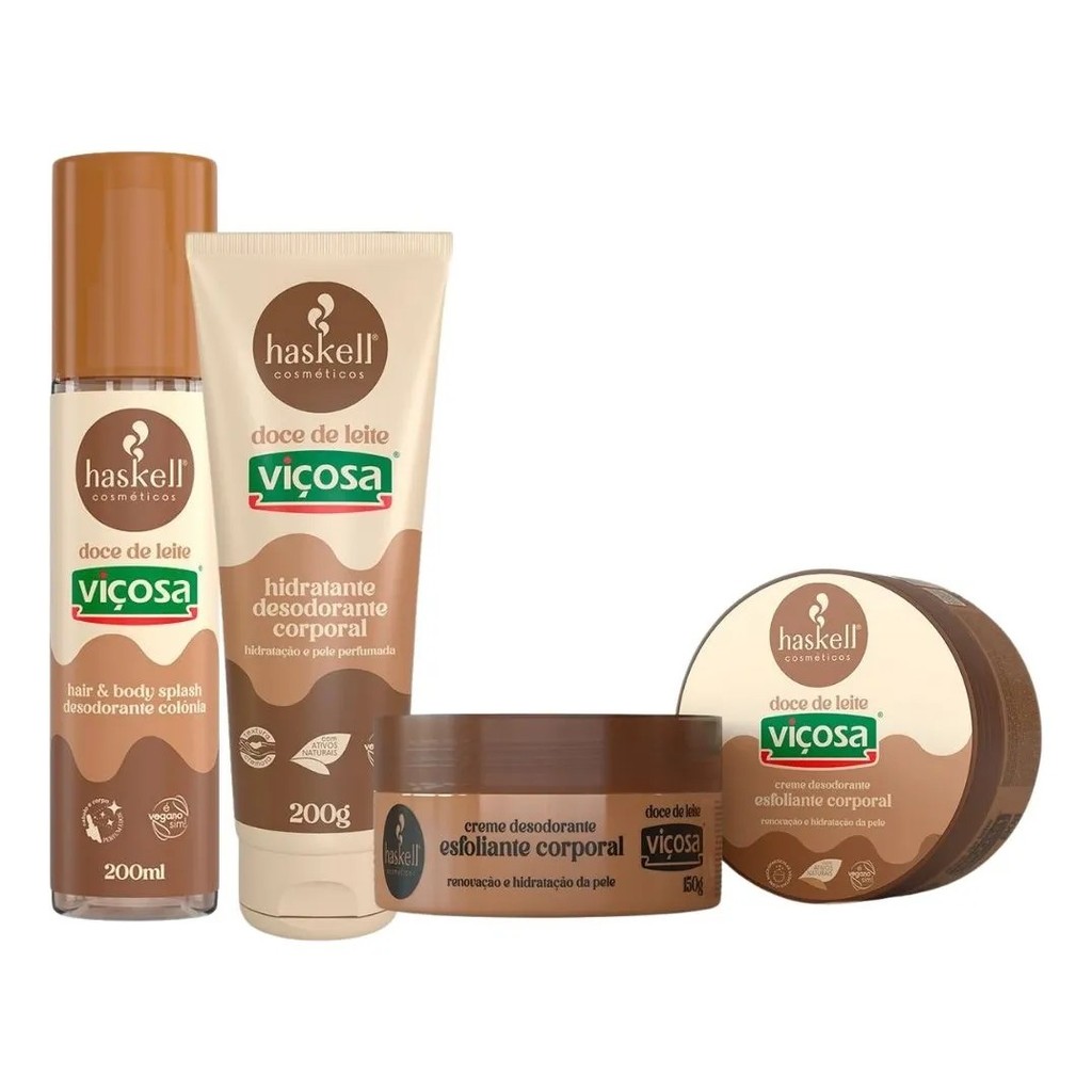 Kit Corporal E Labial Doce De Leite Haskell | 4 itens em Oferta na Shopee
